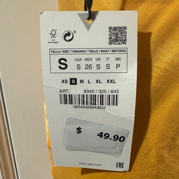 Zara Yellow Satin Effect Midi Dress NWT - Picture 10 of 10